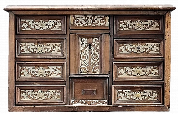 Monetiere in legno con intarsi in osso, '700