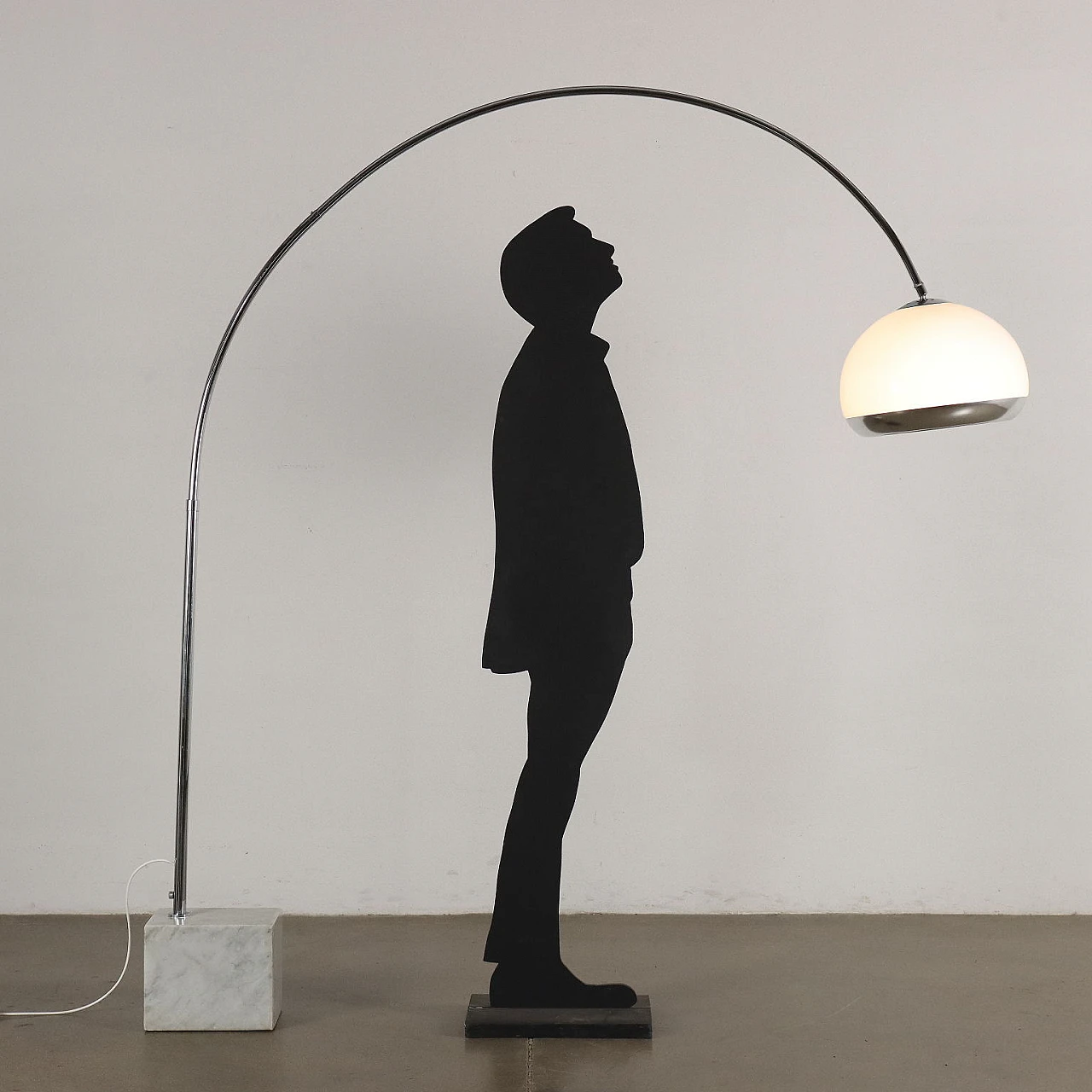 Floor Lamp in aluminium and marble base, 1970s 2