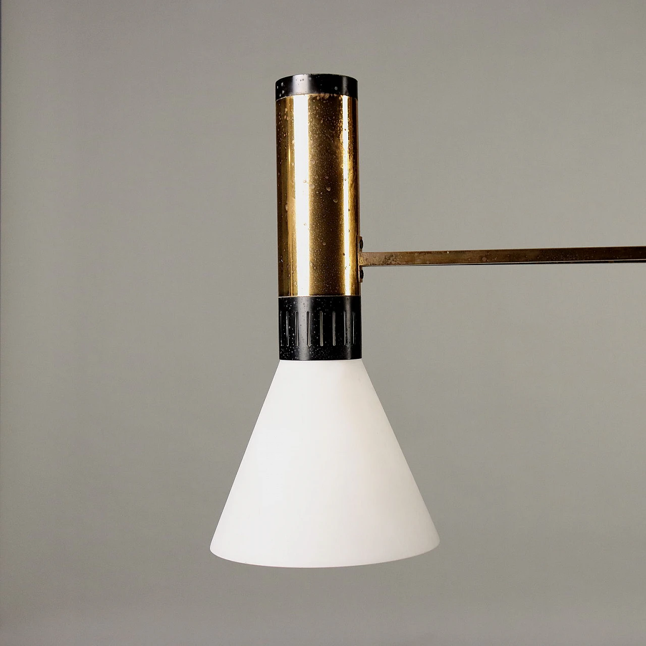 3-Light chandelier in aluminium, brass and glass by Stilnovo, 1960s 4