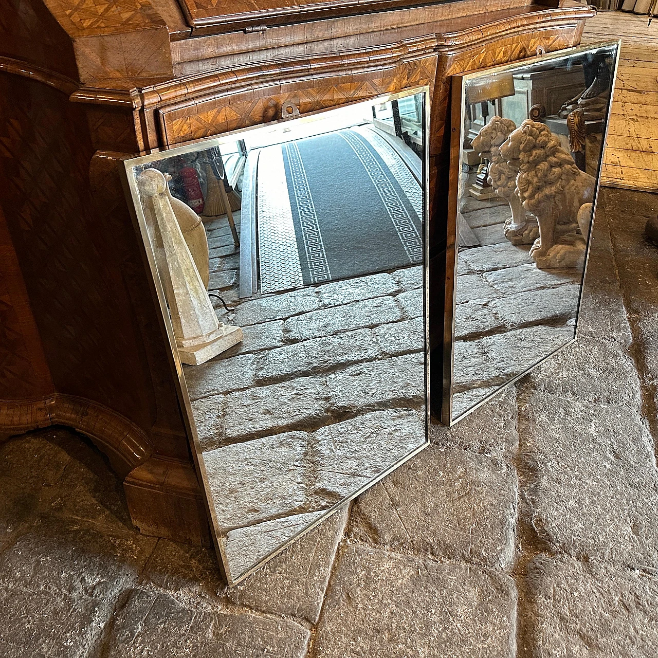 Coppia di specchi rettangolari in ottone in stile Gio Ponti, anni '50 5