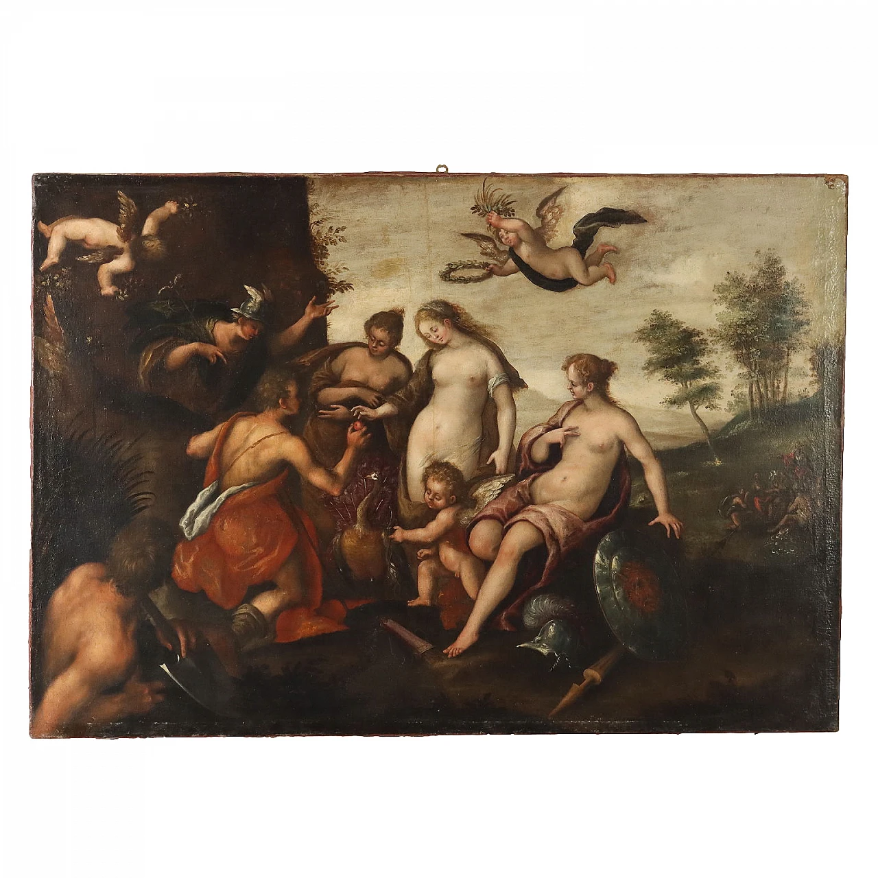 The judgement of Paris, oil on canvas attributed to Domenico Lupini, 17th century 1
