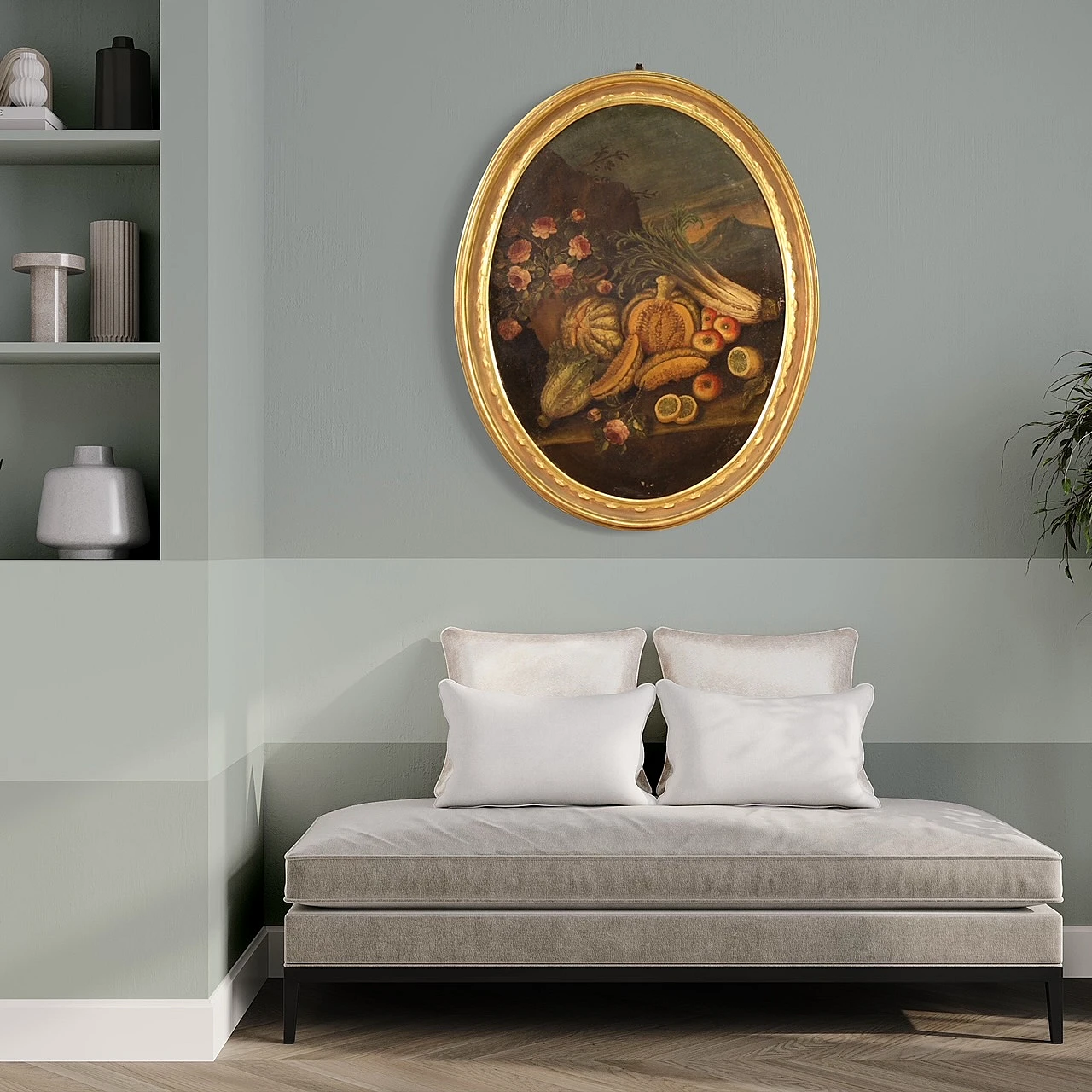 Oil on oval canvas depicting Still Life, 18th century 17