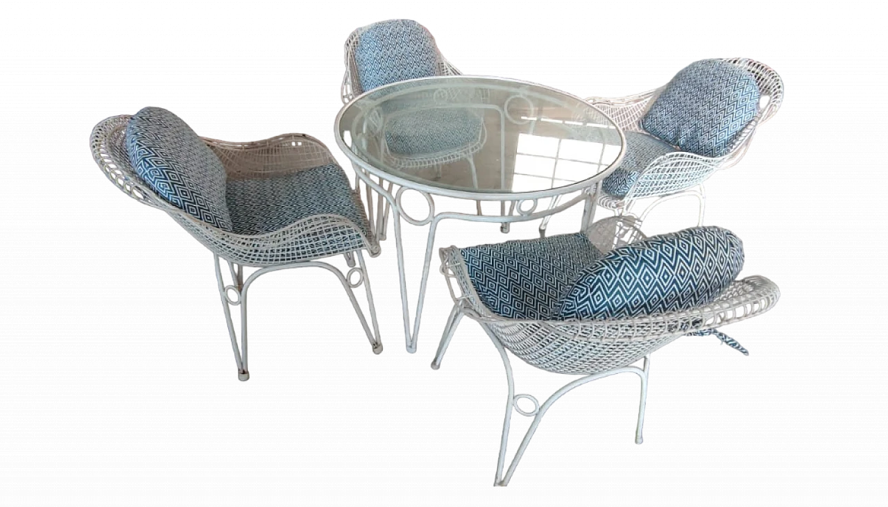 4 Sedie e tavolo in ferro plastificato di Emu, anni '70 7