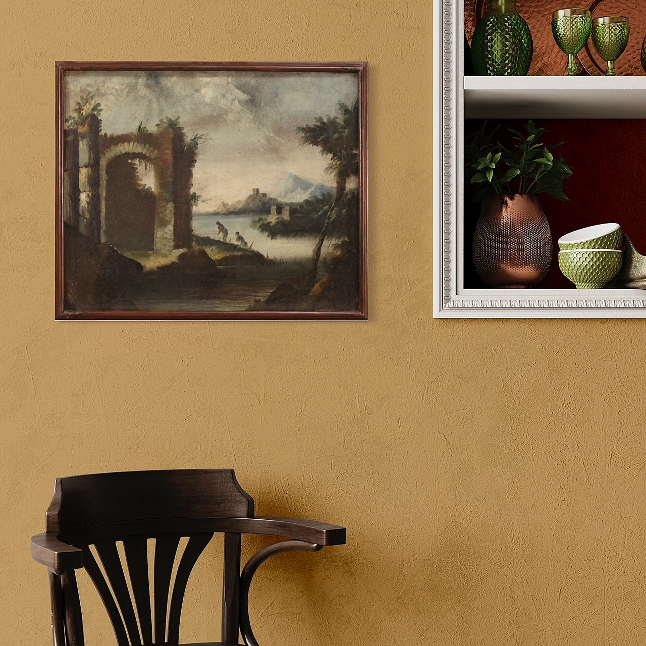 Dipinto ad olio su tela di paesaggio, del '700 1450454