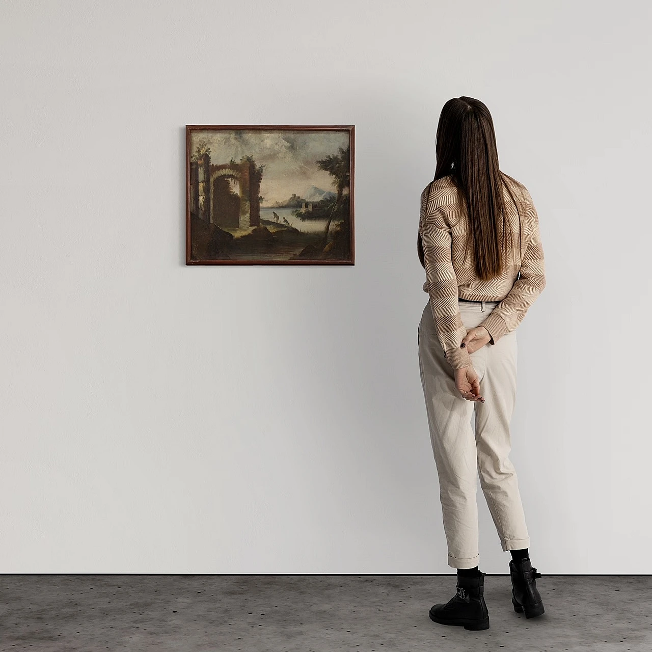 Dipinto ad olio su tela di paesaggio, del '700 1450455