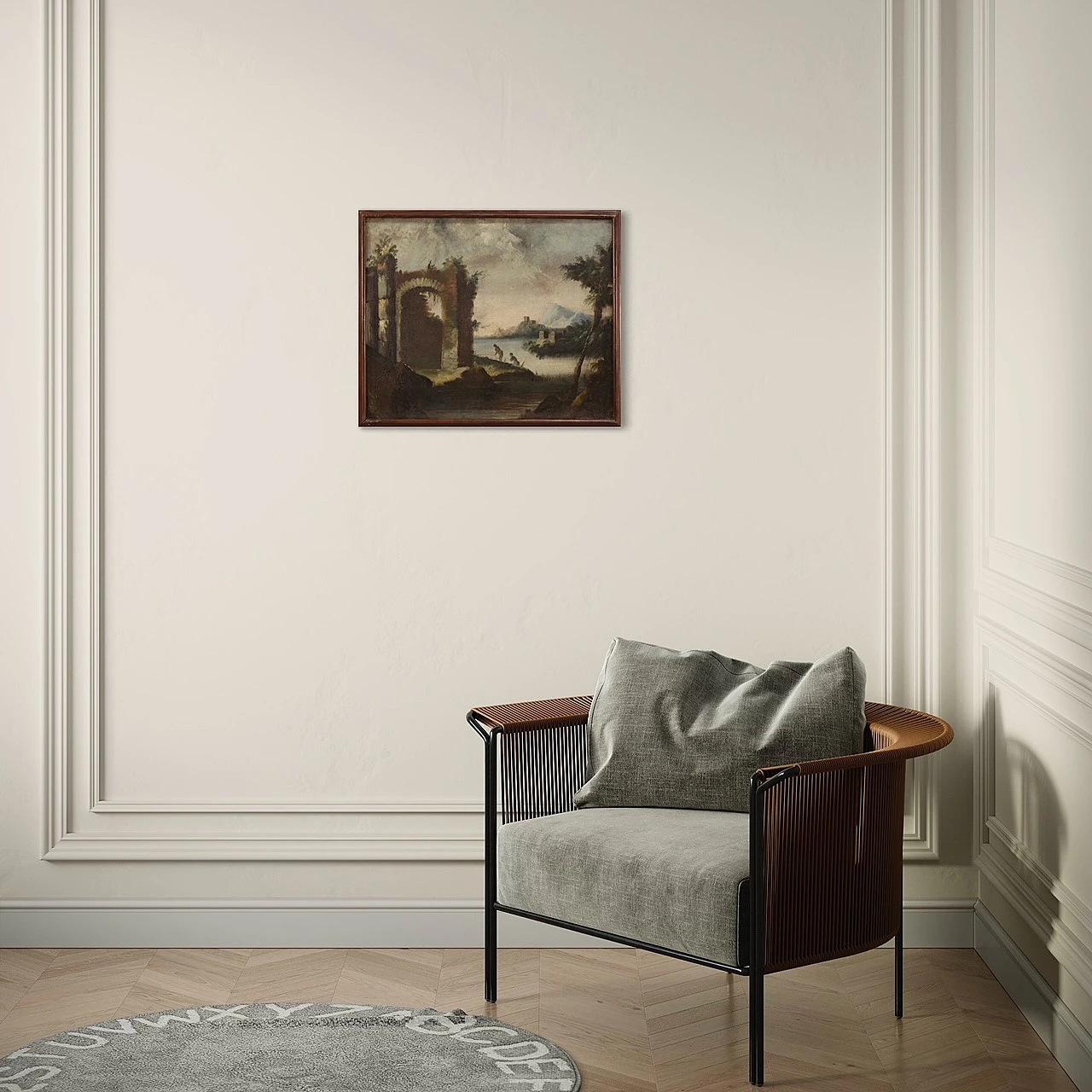 Dipinto ad olio su tela di paesaggio, del '700 1450456