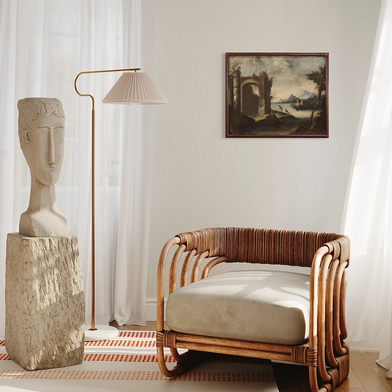 Dipinto ad olio su tela di paesaggio, del '700 1450457