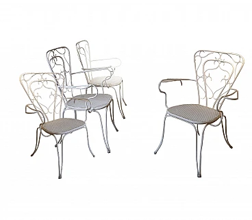 4 Wrought iron garden chairs, 1950s
