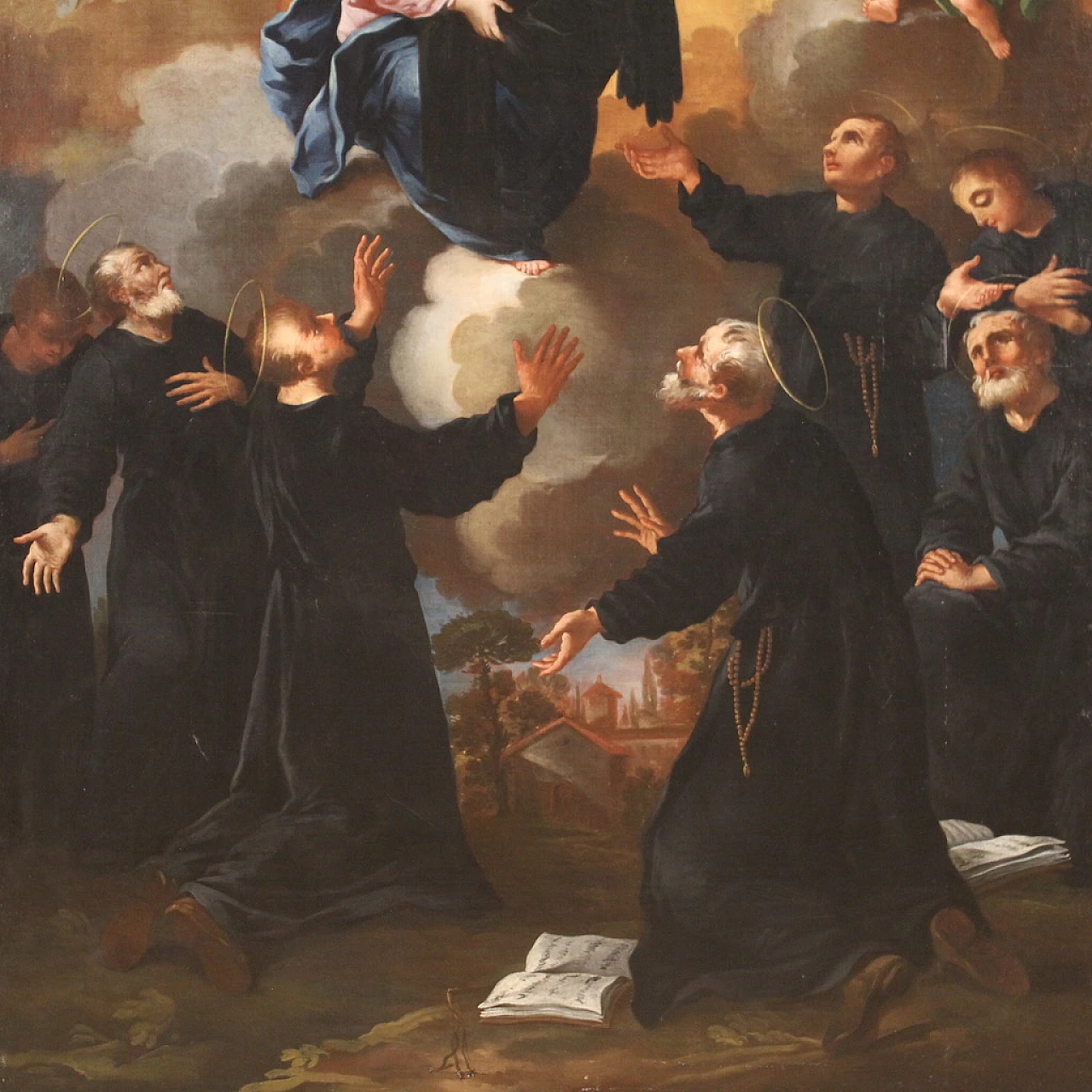Madonna and founders of the Order of Servants of Mary, oil painting on canvas, mid-18th century 9