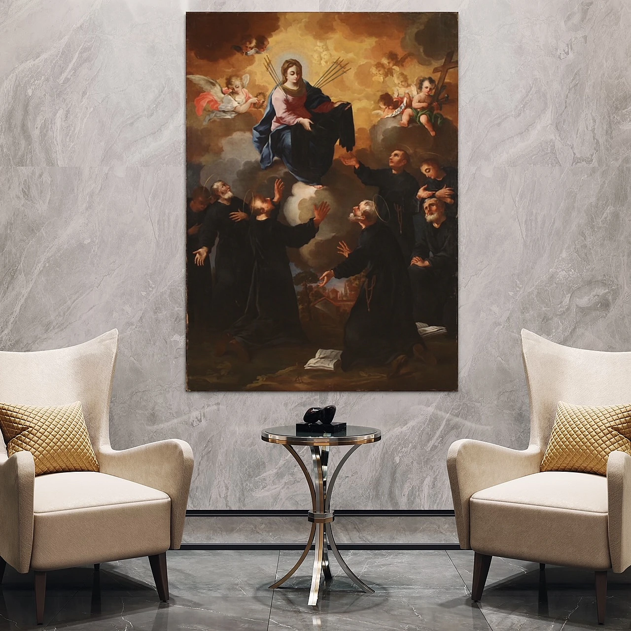 Madonna and founders of the Order of Servants of Mary, oil painting on canvas, mid-18th century 15