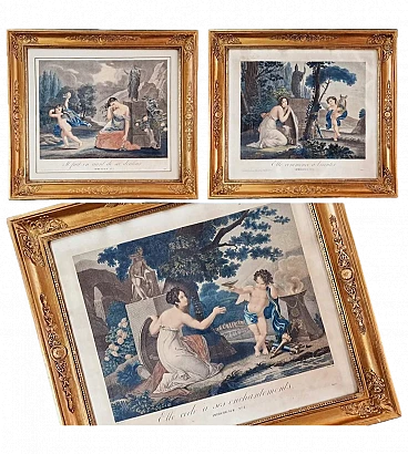 3 Engravings Cupid's Imprudences by J. F. Prot, early 19th century