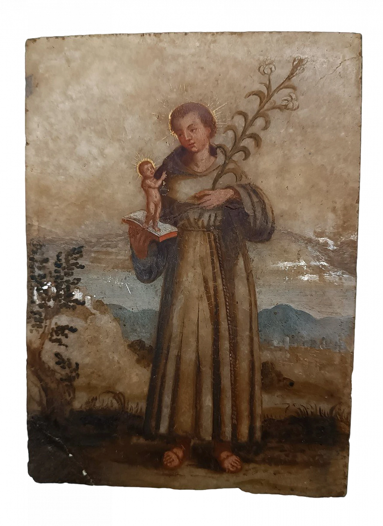 Sant'Antonio da Padova, dipinto su alabastro, '700 2