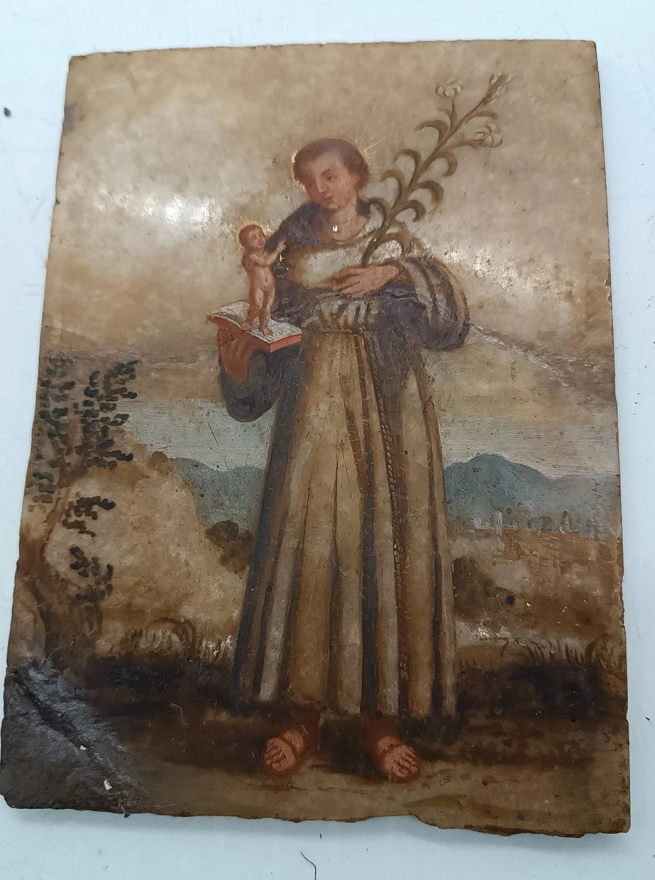 Sant'Antonio da Padova, dipinto su alabastro, '700 3