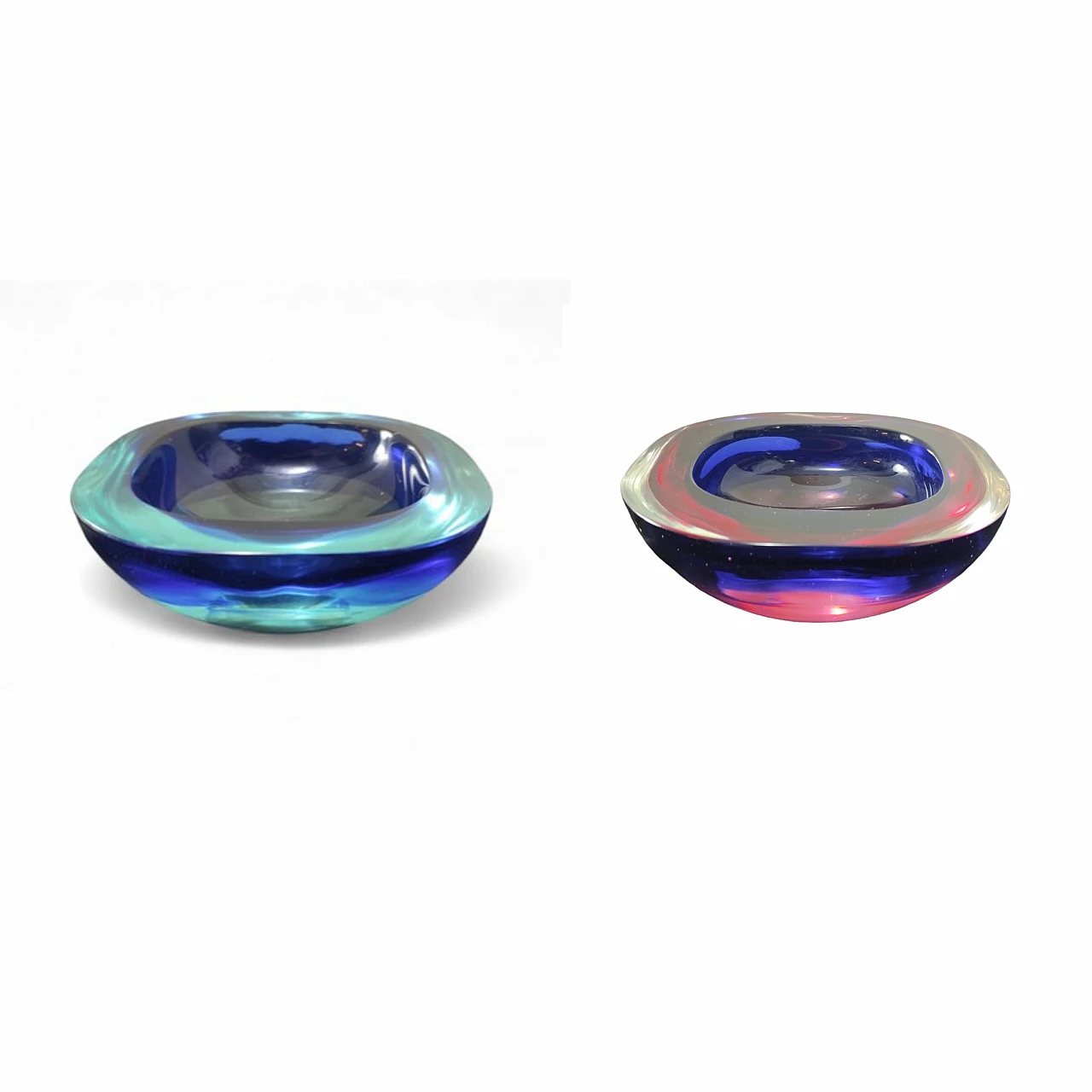 Pair of colored Murano glass ashtrays, 1970s 9