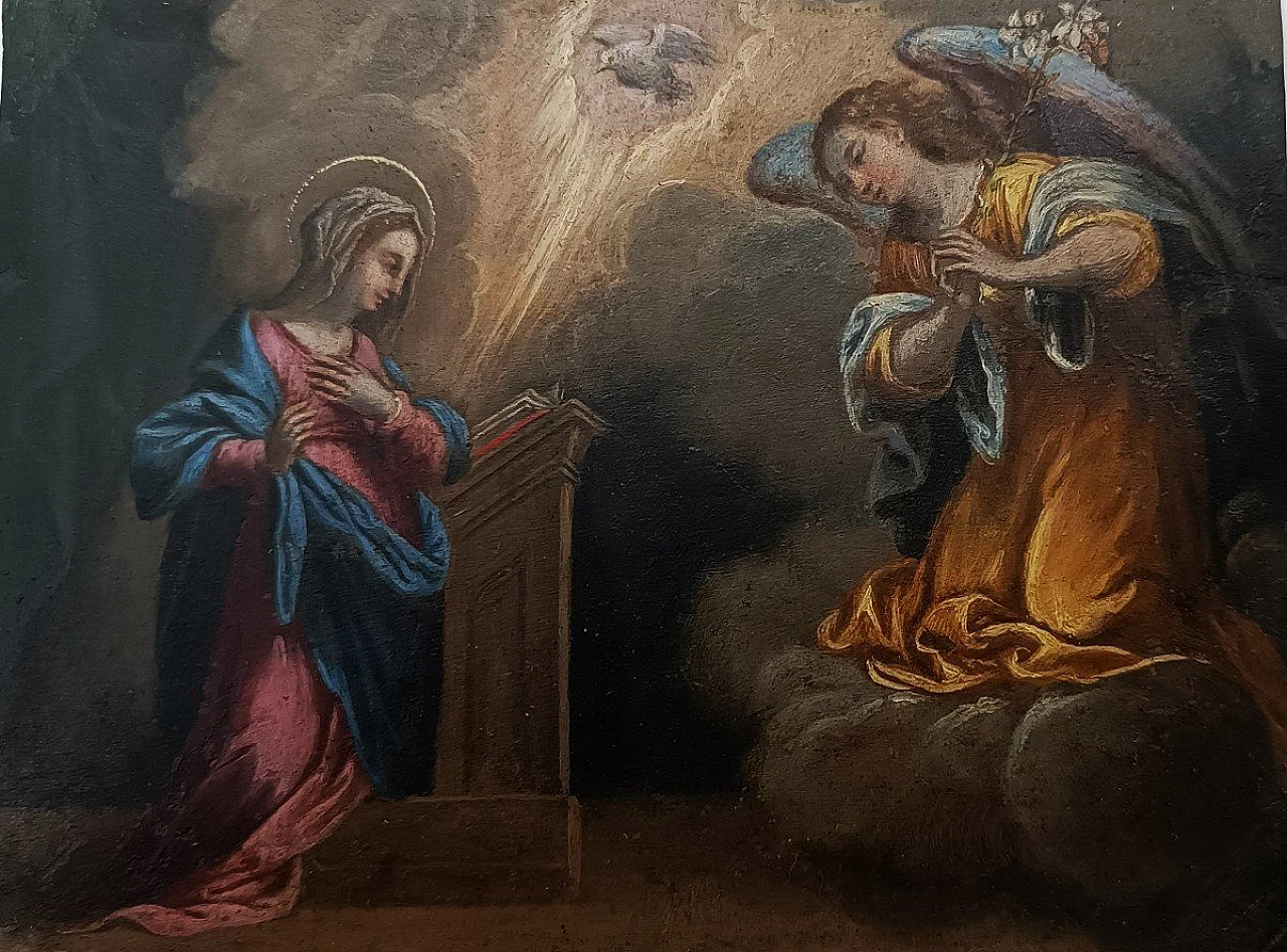 Annunciazione, dipinto a olio su rame, prima metà del '700 5