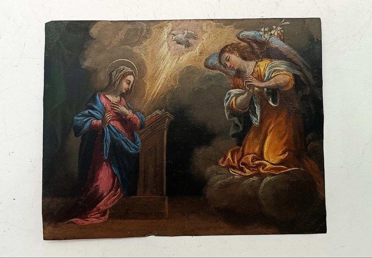 Annunciazione, dipinto a olio su rame, prima metà del '700 10