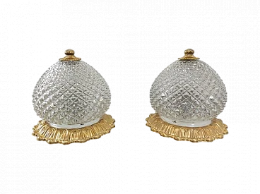 Coppia di Appliques in vetro ed ottone di Gaetano Sciolari, anni '60