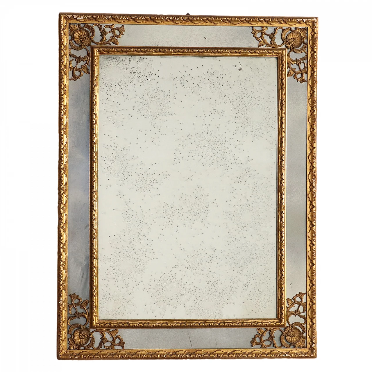 Mirror with carved and gilded frame with floral motifs 1