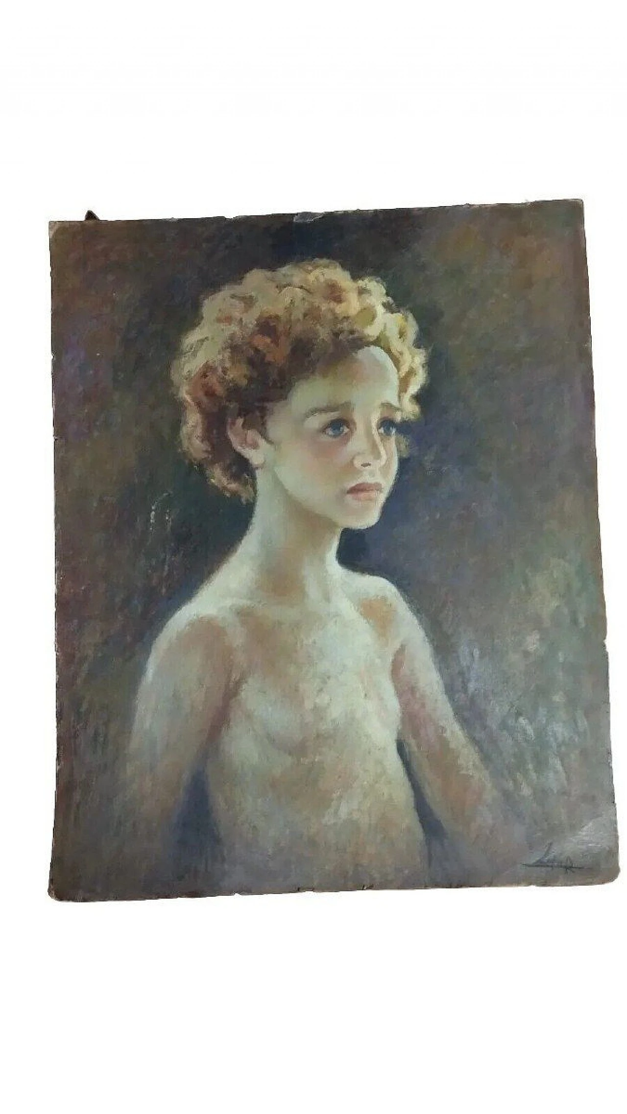 R. Lupi, boy portrait, oil painting on cardboard, early 20th century 1