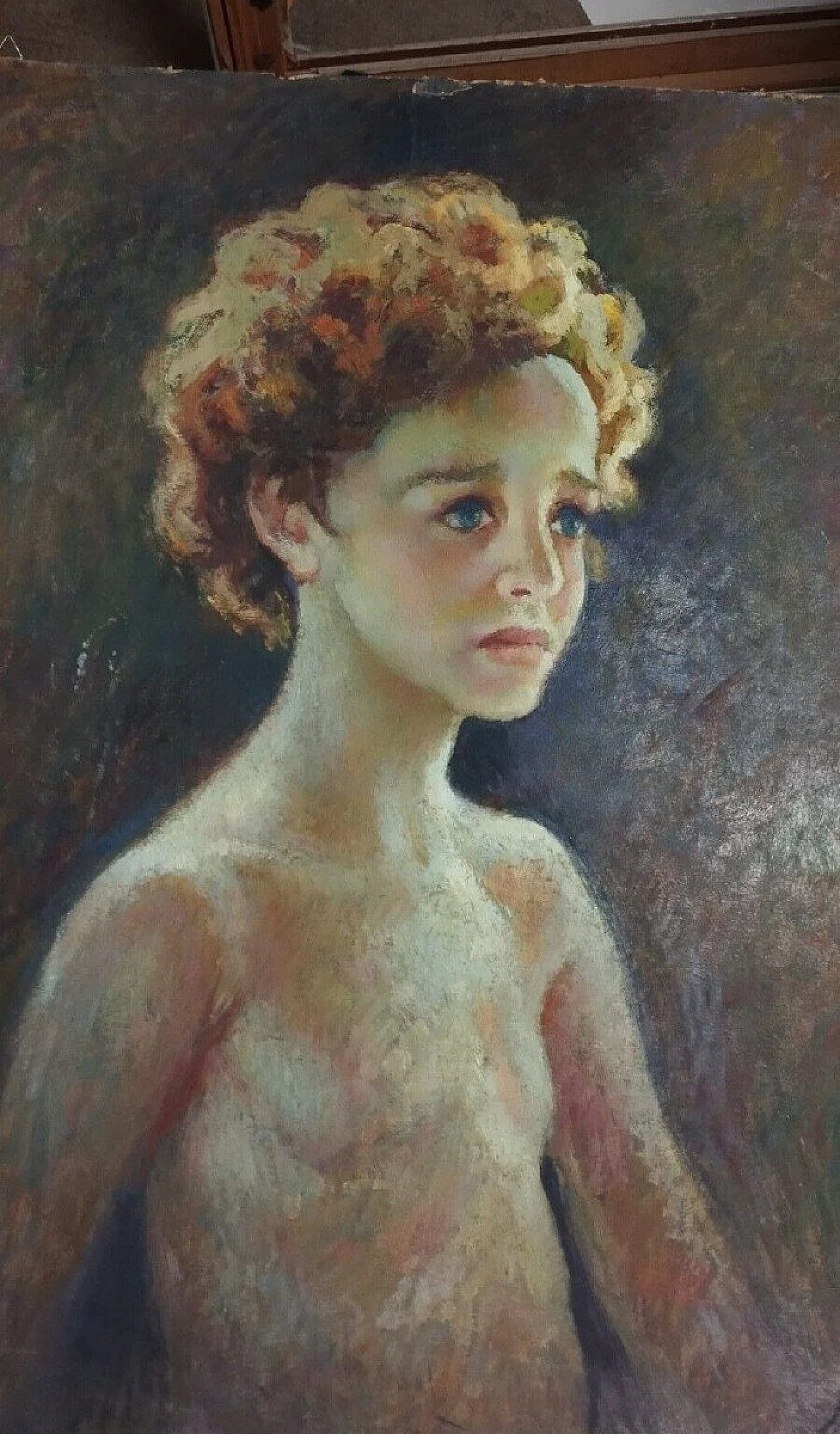 R. Lupi, boy portrait, oil painting on cardboard, early 20th century 2