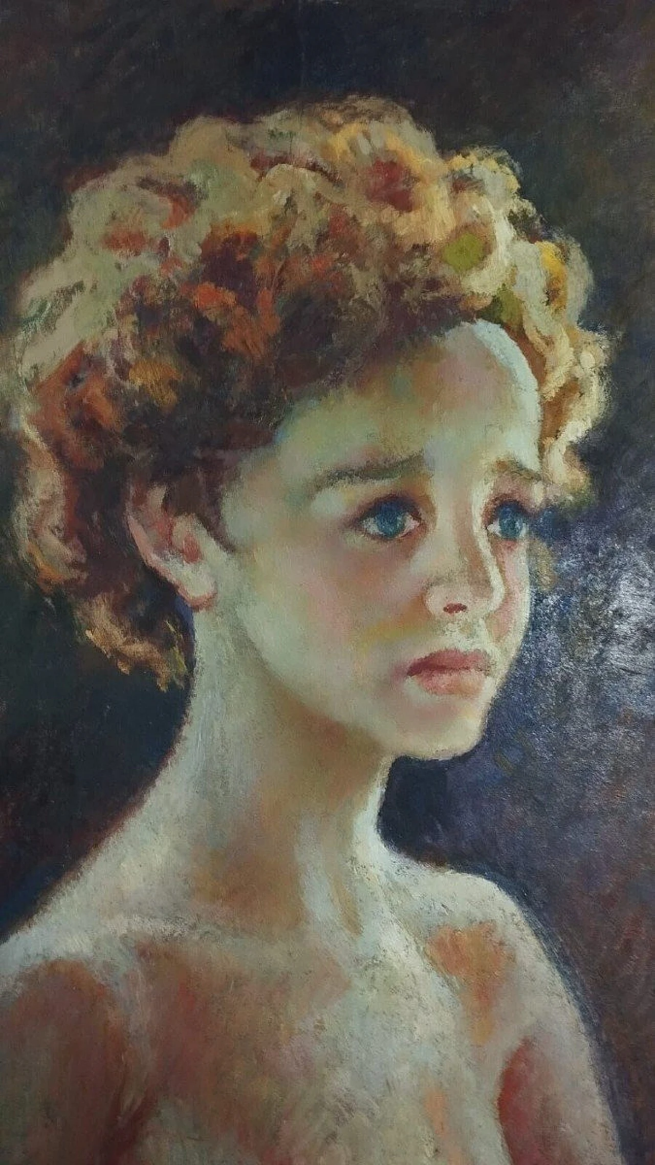 R. Lupi, boy portrait, oil painting on cardboard, early 20th century 3