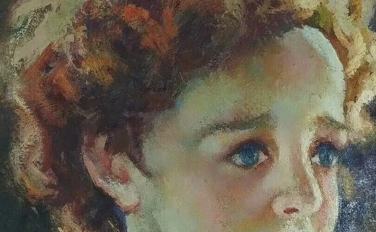 R. Lupi, boy portrait, oil painting on cardboard, early 20th century 6