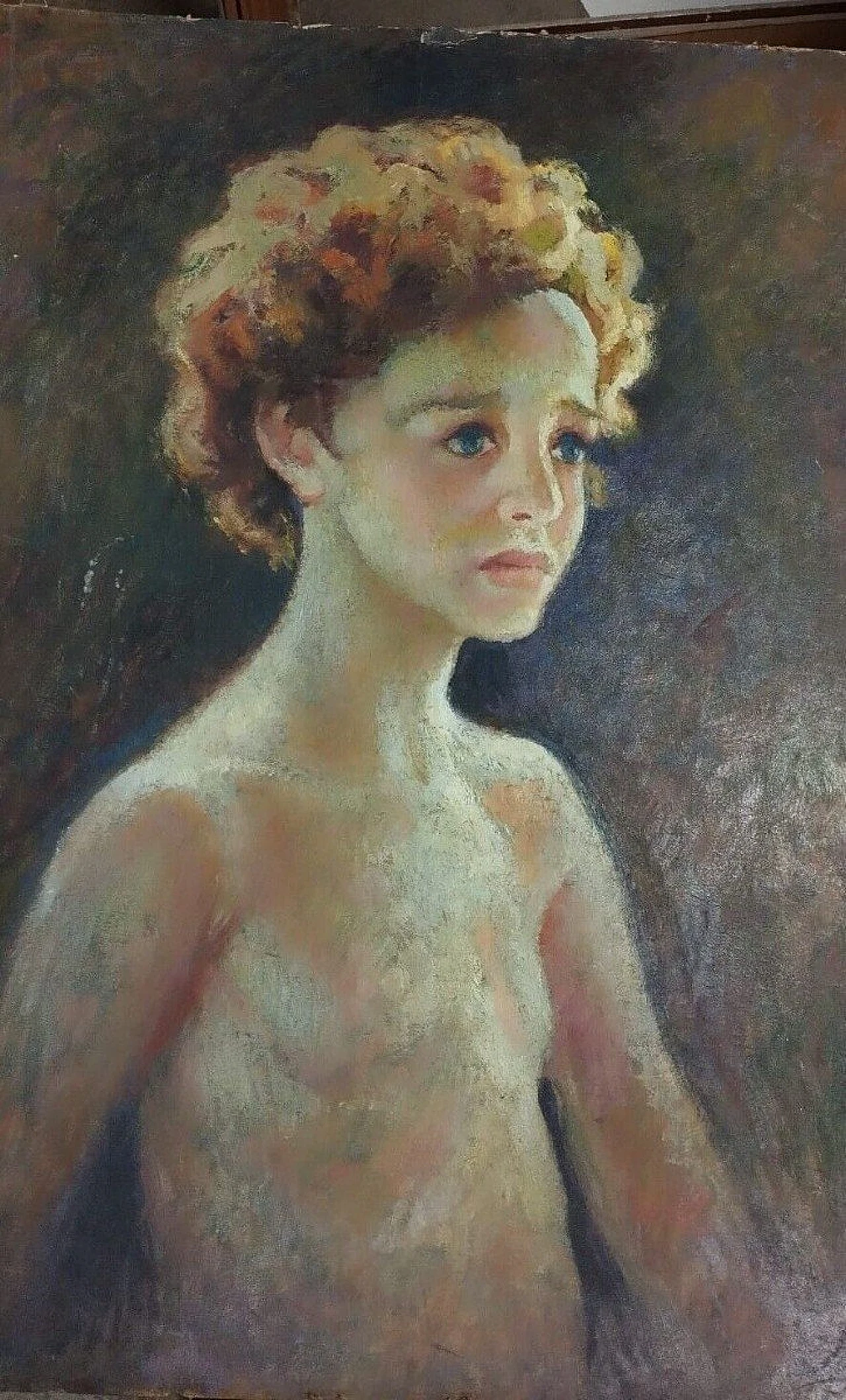 R. Lupi, boy portrait, oil painting on cardboard, early 20th century 9