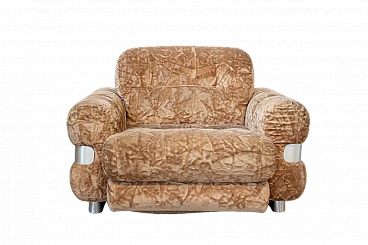 Chenille armchair with brushed aluminium profiles, 1970s