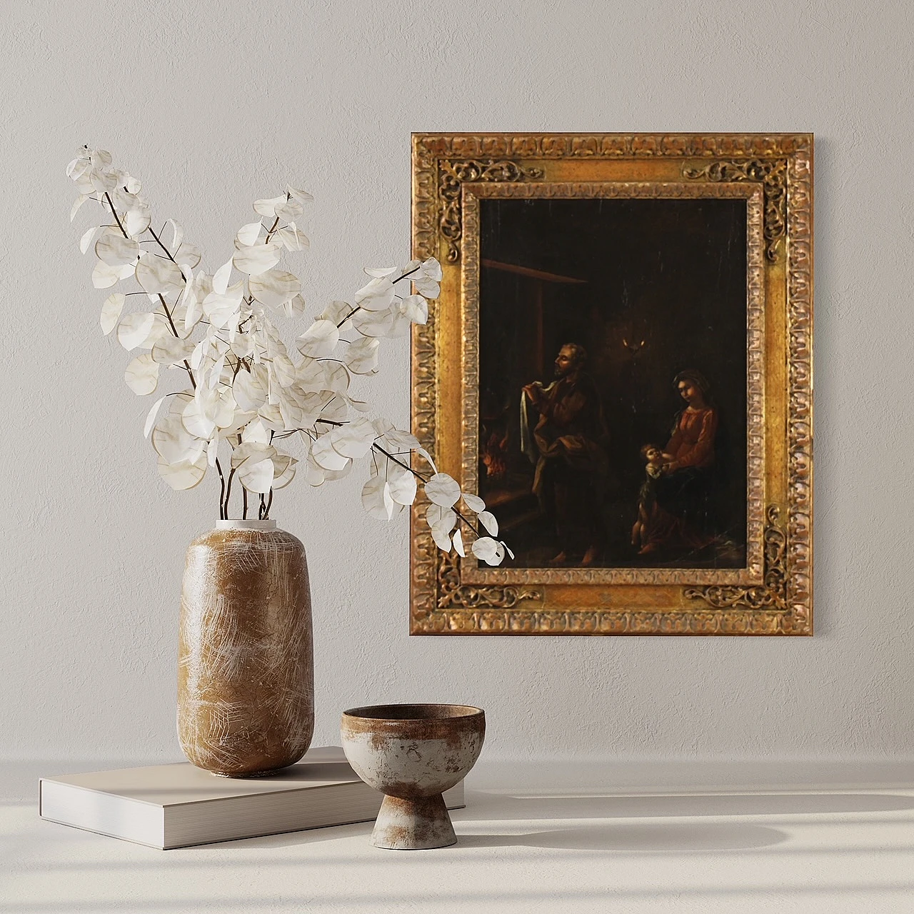 Oil on panel depicting Holy Family, 17th century 17