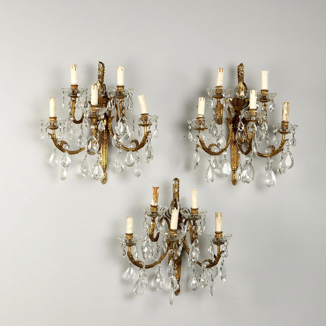3 Five-light appliques in gilded bronze 1