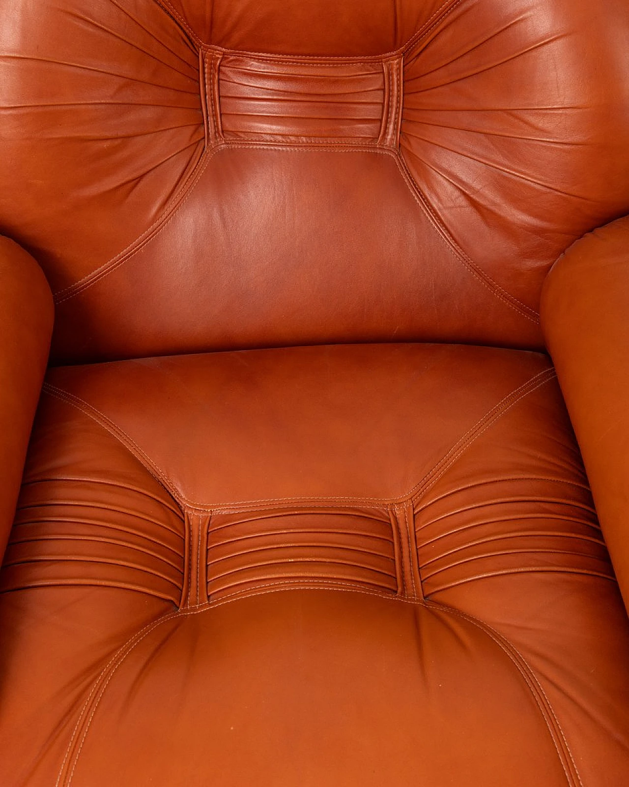 Coppia di Poltrone in pelle marrone, acciaio e legno, anni '70 12