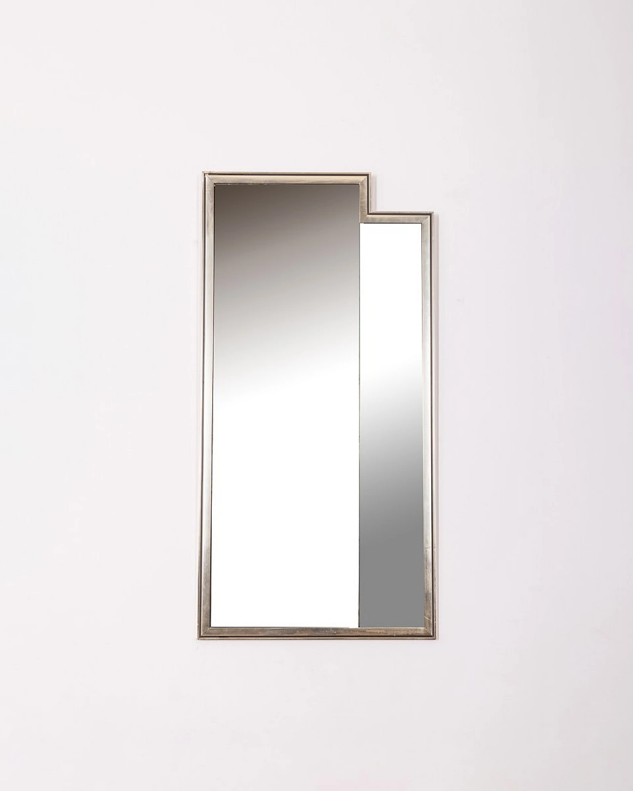 Glass and smoked glass wall mirror with silver frame, 1970s 1