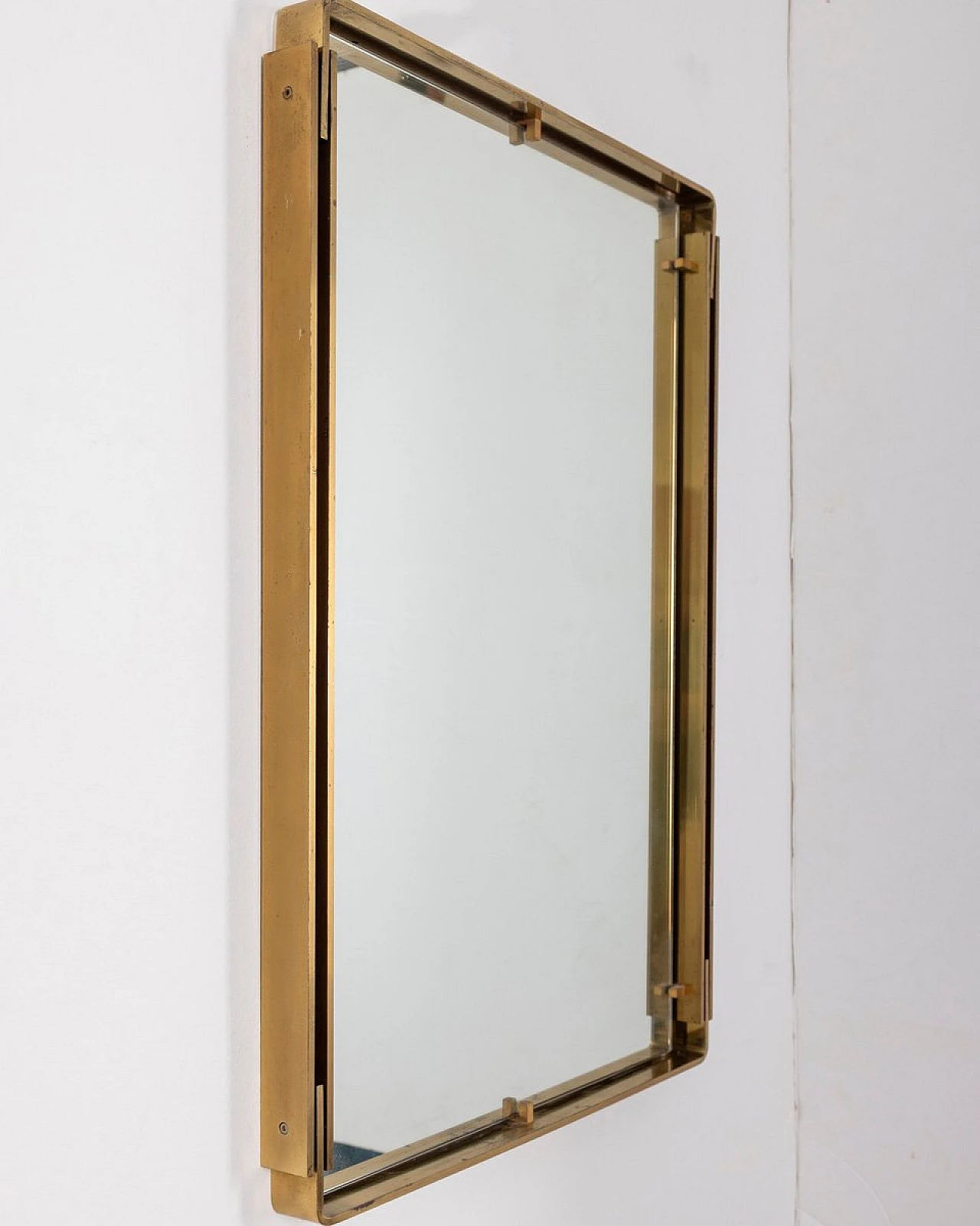 Wall mirror in brass by Sant'ambrogio & De Berti, 1960s 2