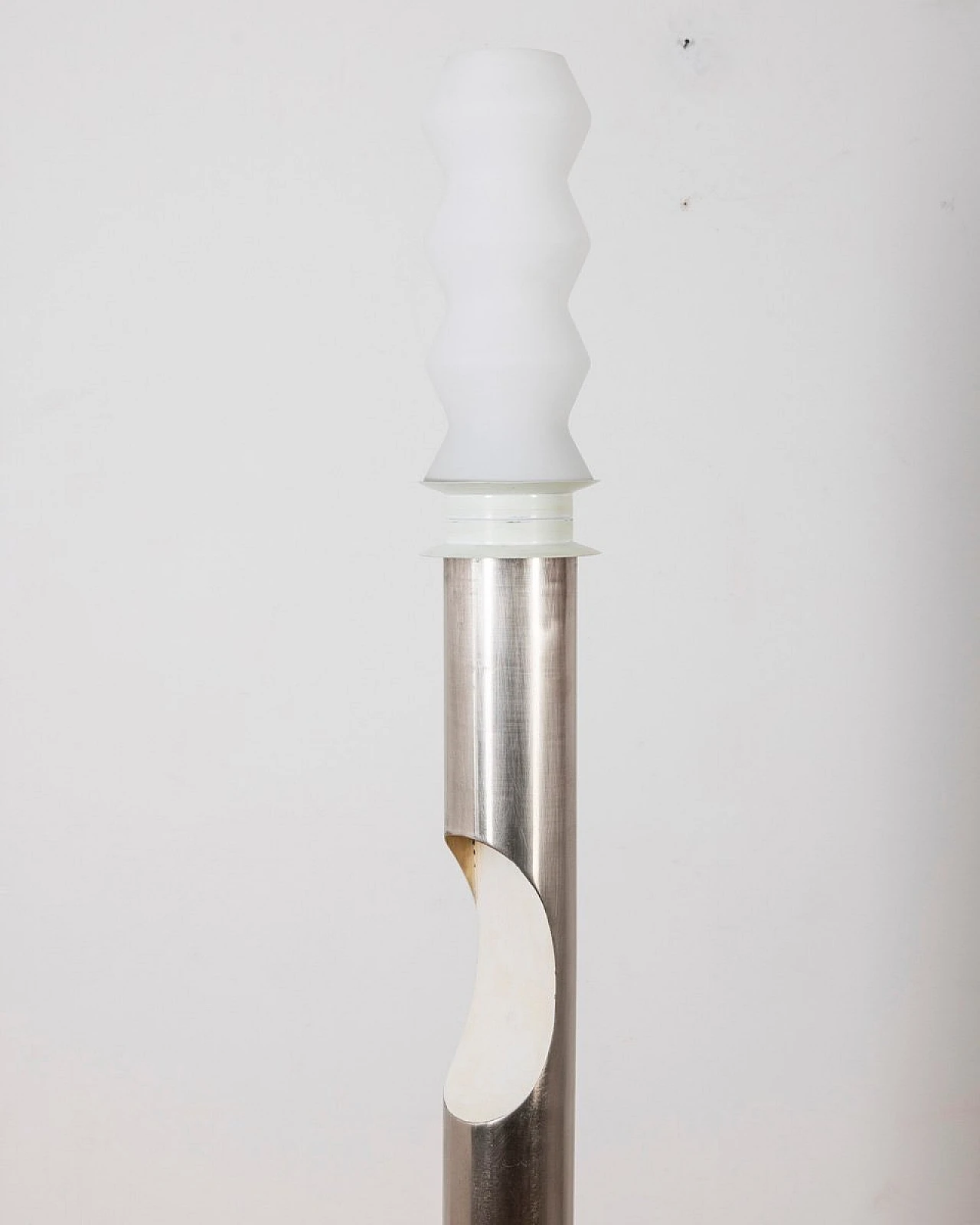 Chromed metal and white glass 2-light floor lamp, 1970s 3