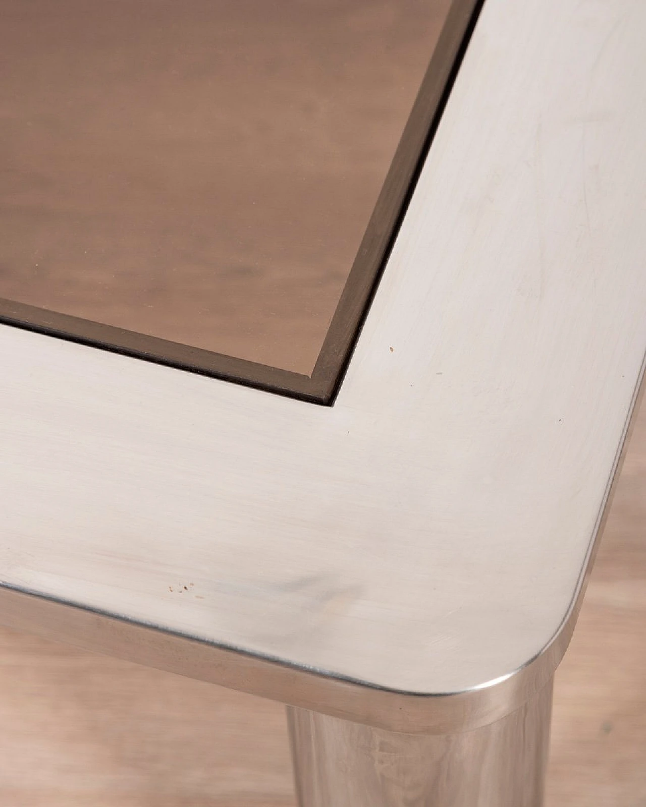 Rectangular coffee table in chromed metal & smoked glass, 1960s 5