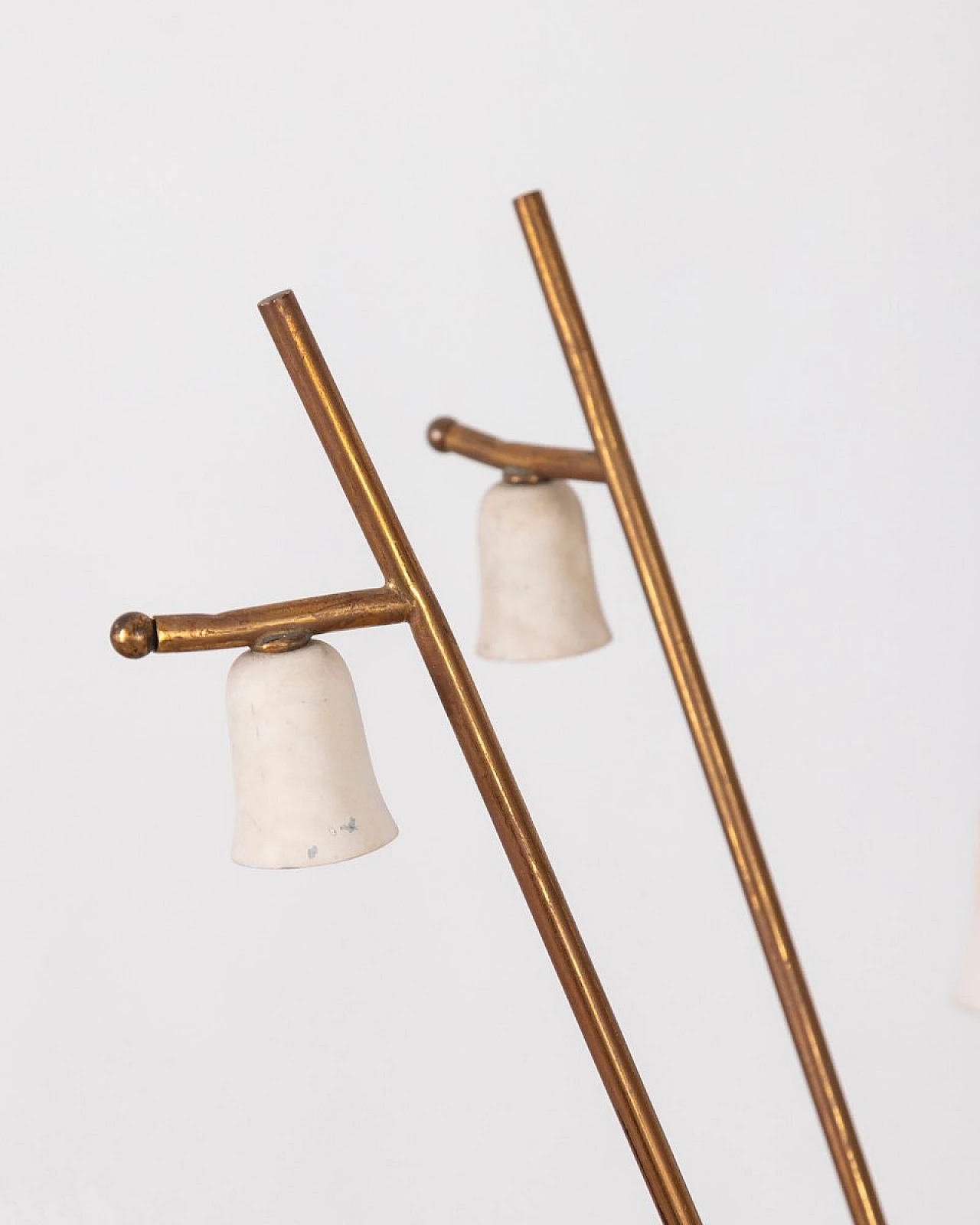 6-Light chandelier in gilded brass and white metal, 1950s 8