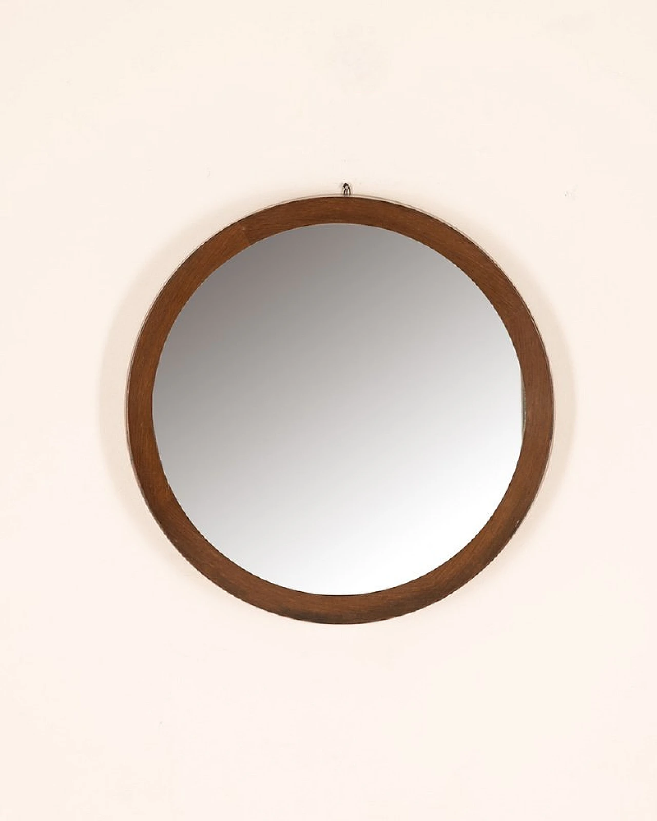 Round wall mirror with teak frame, 1960s 1