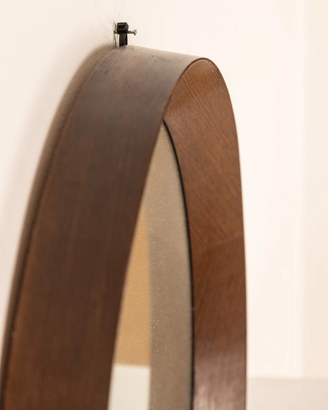 Round wall mirror with teak frame, 1960s 3