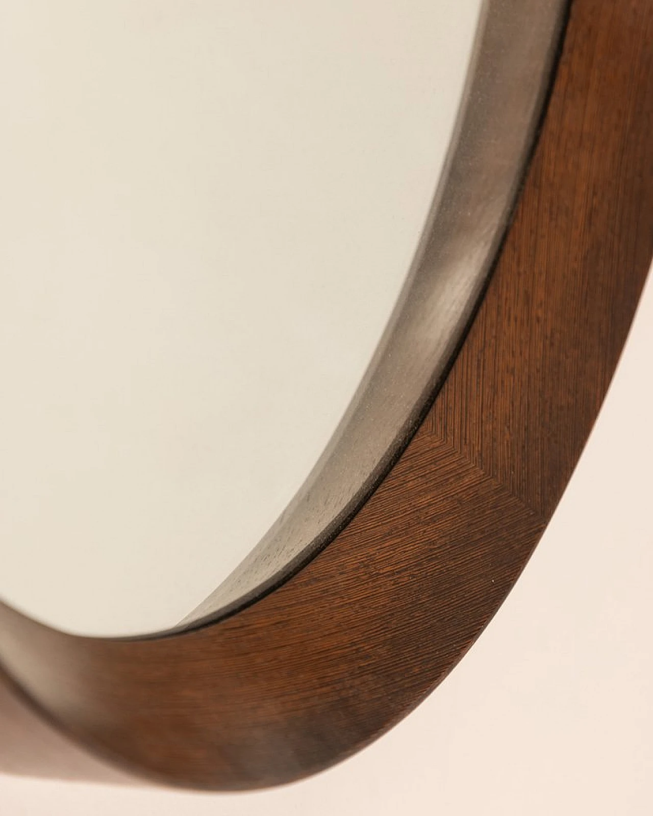 Round wall mirror with teak frame, 1960s 4