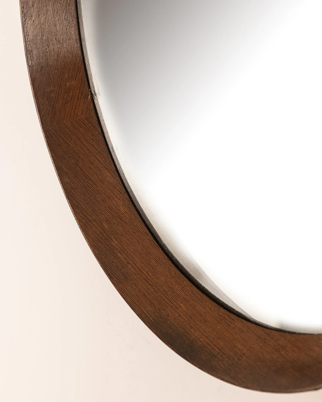 Round wall mirror with teak frame, 1960s 5