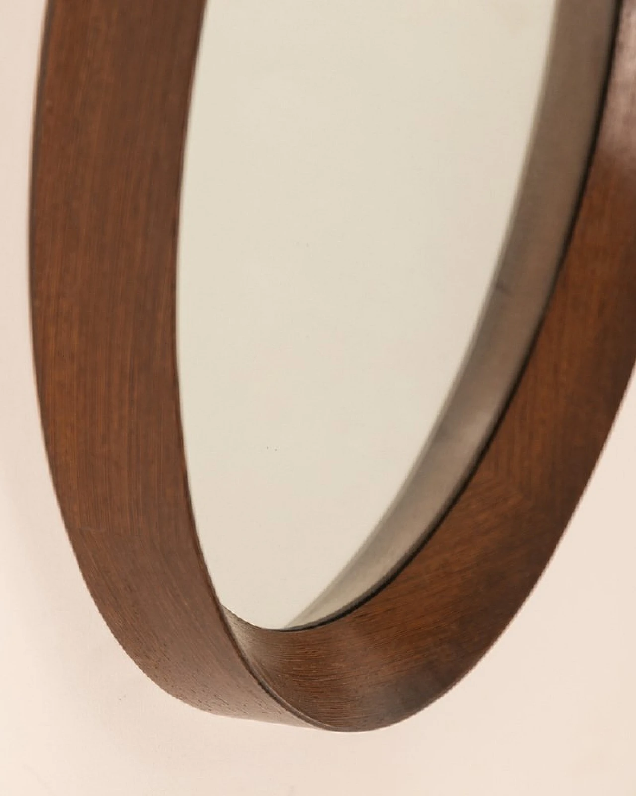 Round wall mirror with teak frame, 1960s 6