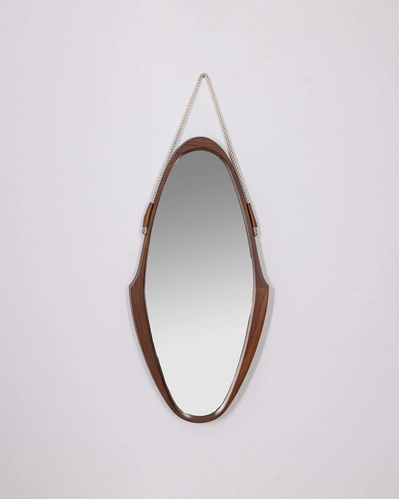 Oval mirror with wooden frame and rope, 1960s 1