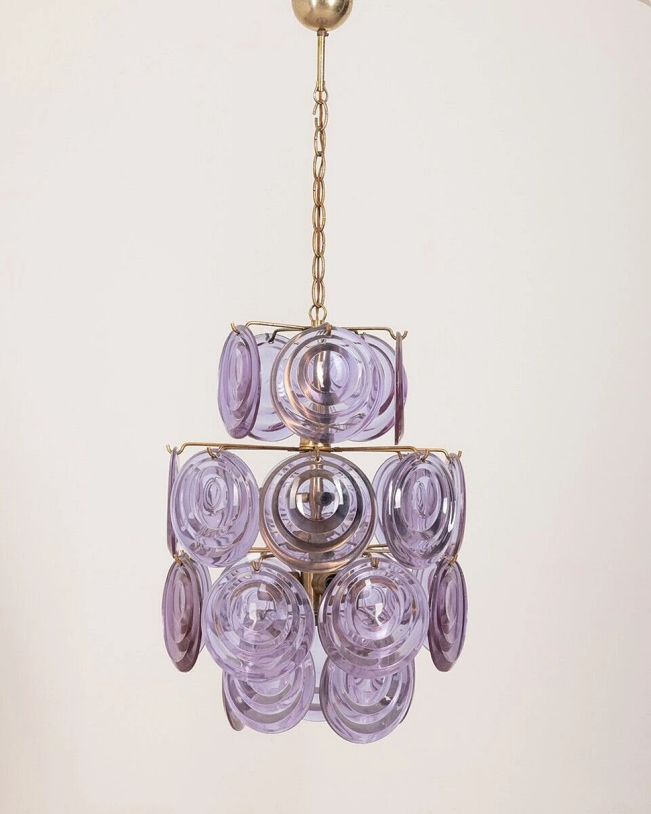 6-Light chandelier in purple Murano glass by Vistosi, 1950s 1