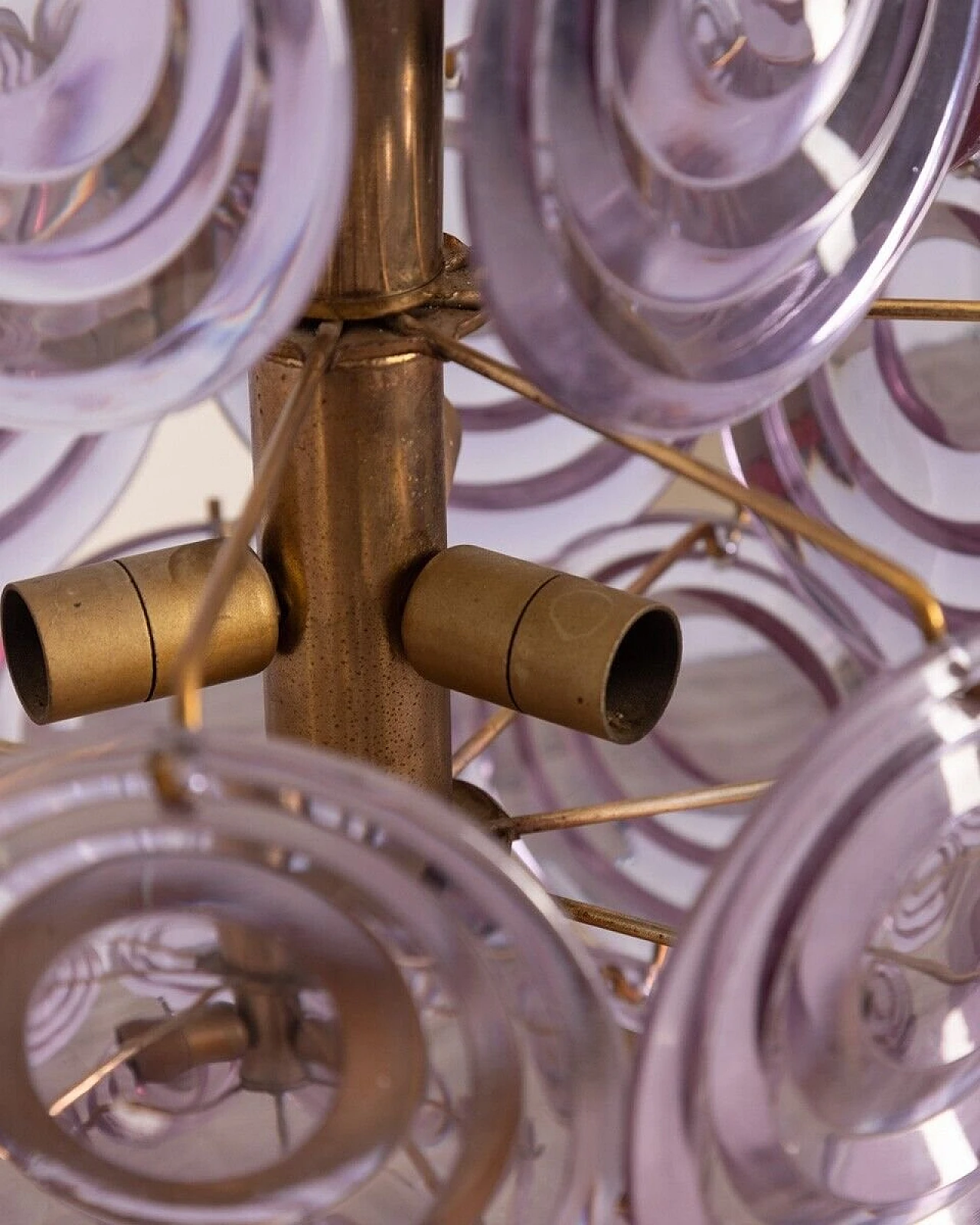 6-Light chandelier in purple Murano glass by Vistosi, 1950s 3