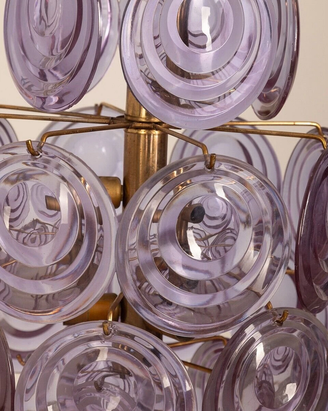 6-Light chandelier in purple Murano glass by Vistosi, 1950s 4