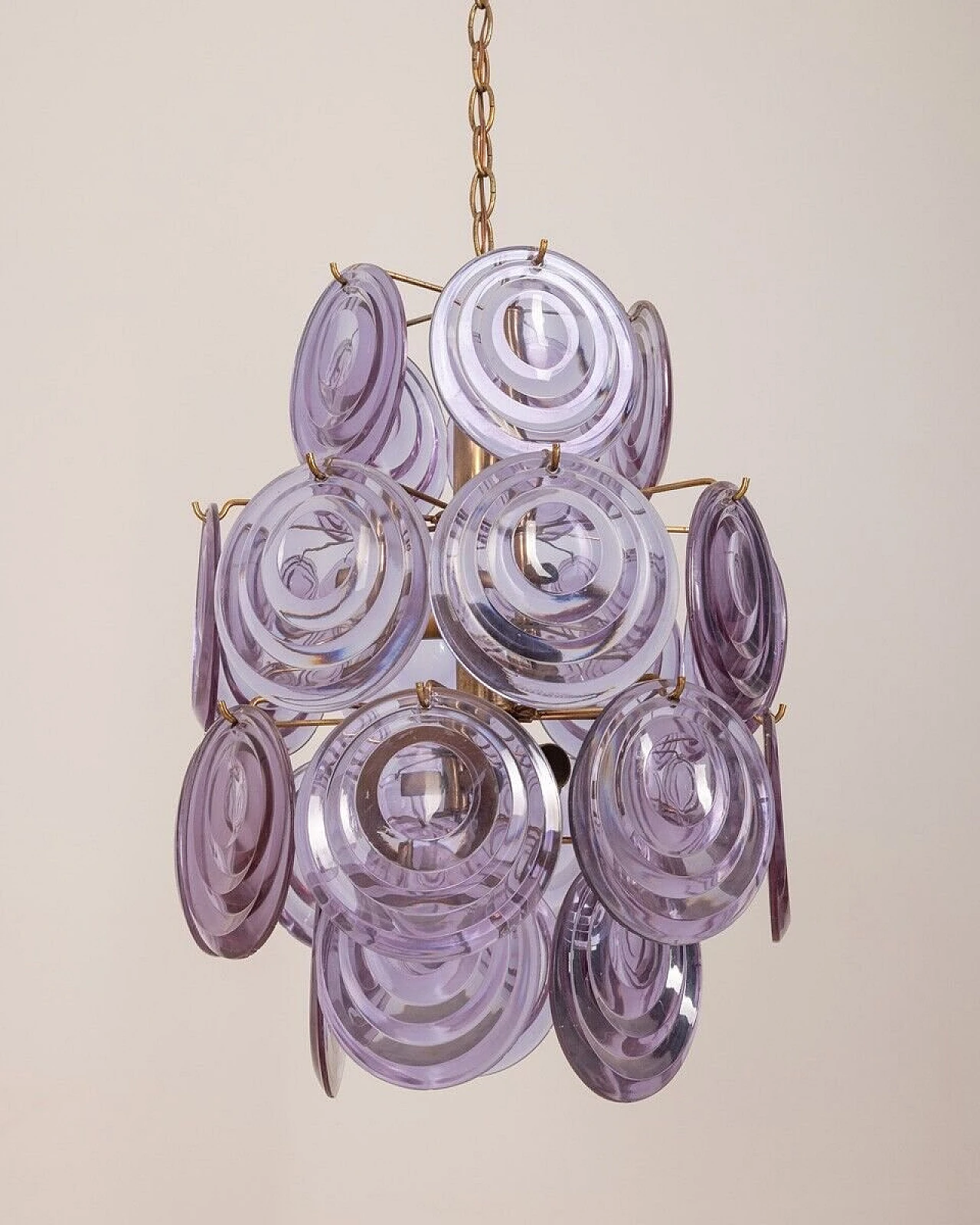 6-Light chandelier in purple Murano glass by Vistosi, 1950s 5