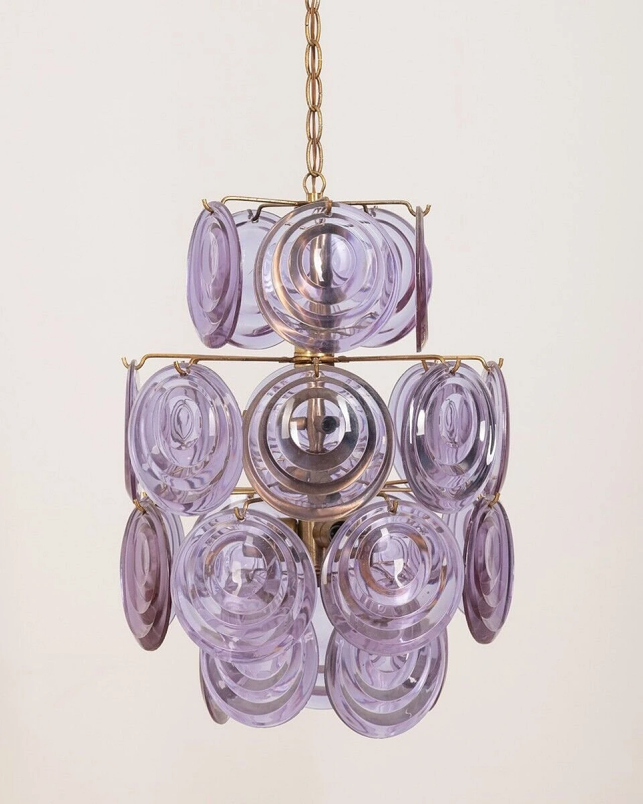 6-Light chandelier in purple Murano glass by Vistosi, 1950s 7
