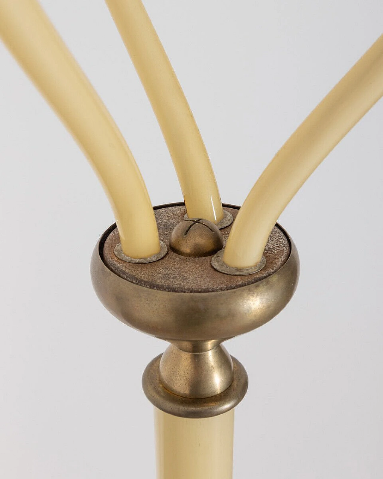 Lampada da terra a 3 luci in vetro di Murano e ottone dorato, anni '50 3
