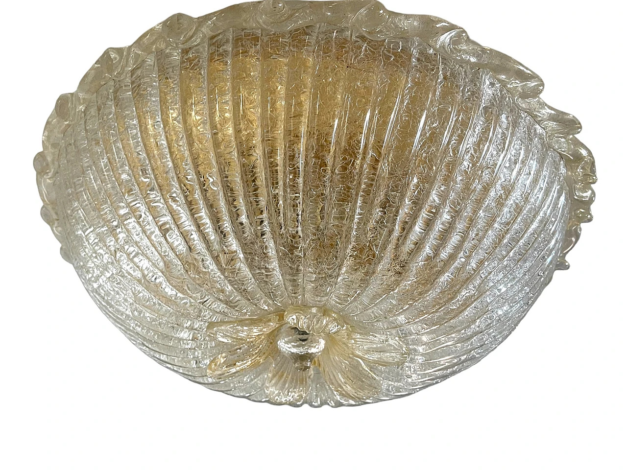 Transparent and gilded Murano glass ceiling lamp, 1970s 2