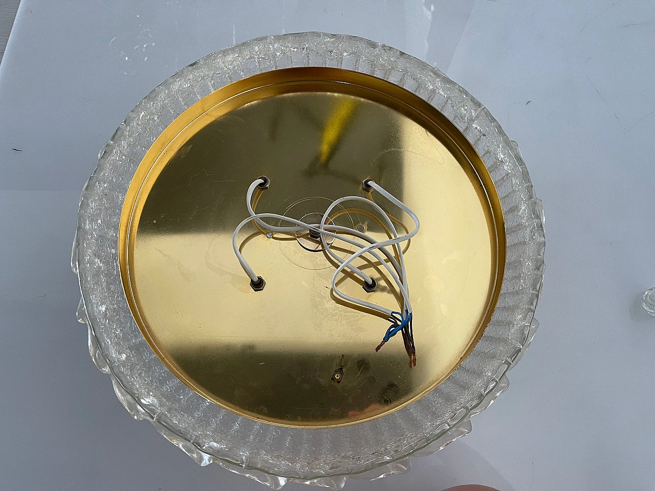 Transparent and gilded Murano glass ceiling lamp, 1970s 6